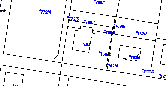 Parcela st. 404 v KÚ Semice nad Labem, Katastrální mapa