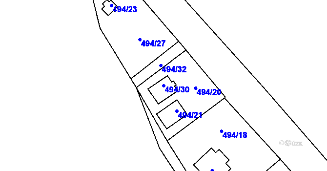 Parcela st. 494/30 v KÚ Semice nad Labem, Katastrální mapa