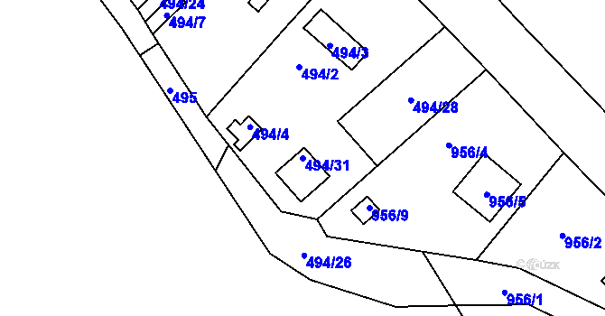 Parcela st. 494/31 v KÚ Semice nad Labem, Katastrální mapa