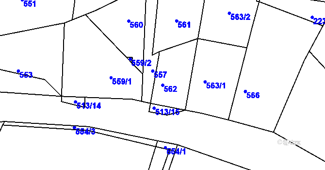 Parcela st. 562 v KÚ Semice nad Labem, Katastrální mapa