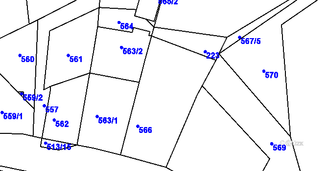 Parcela st. 566 v KÚ Semice nad Labem, Katastrální mapa