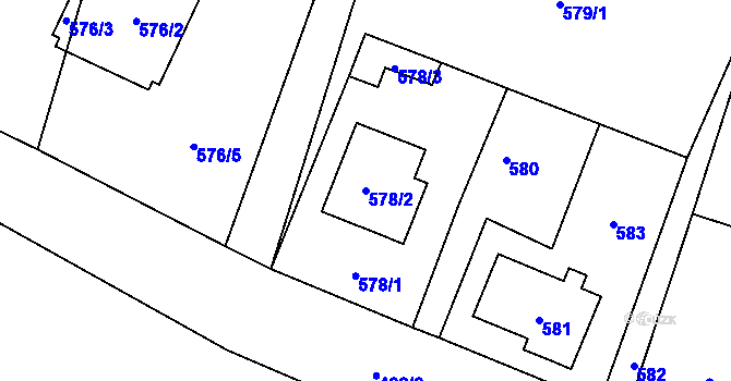 Parcela st. 578/2 v KÚ Semice nad Labem, Katastrální mapa