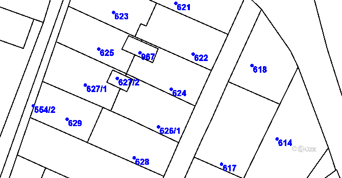 Parcela st. 624 v KÚ Semice nad Labem, Katastrální mapa