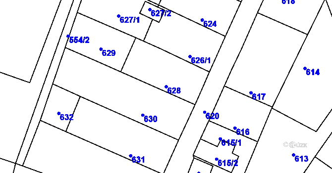 Parcela st. 628 v KÚ Semice nad Labem, Katastrální mapa