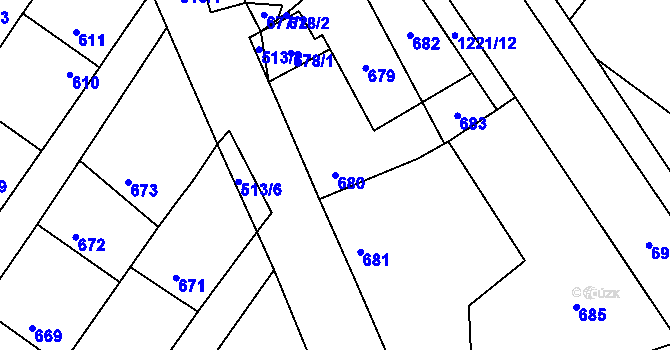 Parcela st. 680 v KÚ Semice nad Labem, Katastrální mapa