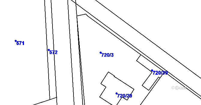 Parcela st. 720/3 v KÚ Semice nad Labem, Katastrální mapa