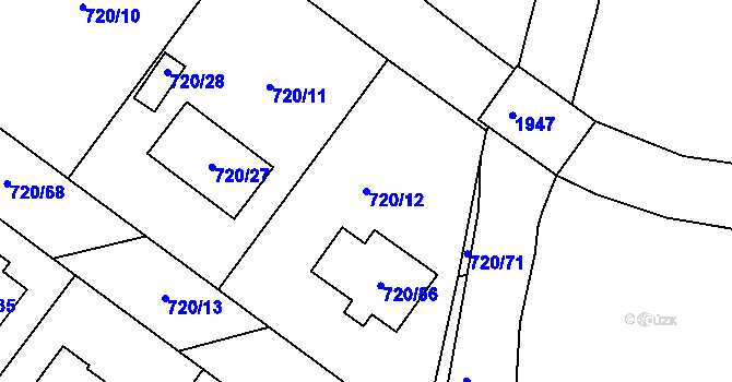 Parcela st. 720/12 v KÚ Semice nad Labem, Katastrální mapa