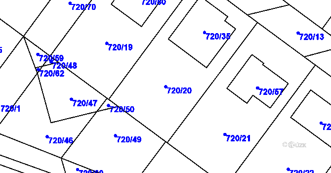 Parcela st. 720/20 v KÚ Semice nad Labem, Katastrální mapa