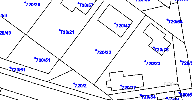 Parcela st. 720/22 v KÚ Semice nad Labem, Katastrální mapa