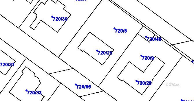 Parcela st. 720/25 v KÚ Semice nad Labem, Katastrální mapa