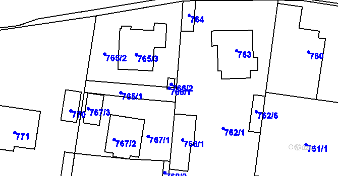Parcela st. 766/1 v KÚ Semice nad Labem, Katastrální mapa