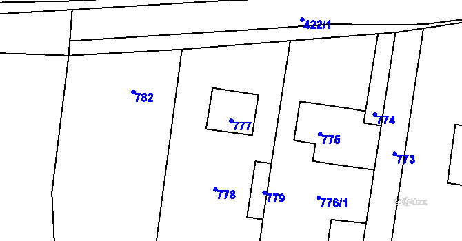 Parcela st. 777 v KÚ Semice nad Labem, Katastrální mapa