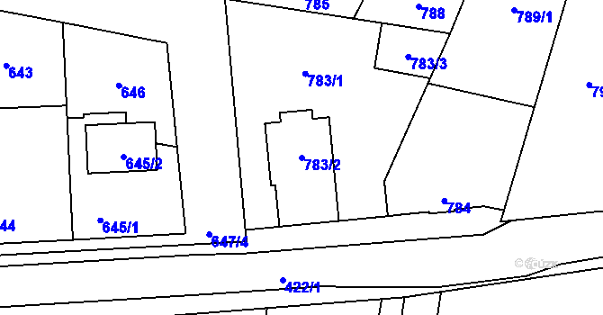 Parcela st. 783/2 v KÚ Semice nad Labem, Katastrální mapa