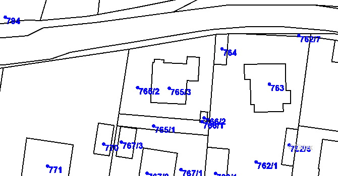 Parcela st. 765/3 v KÚ Semice nad Labem, Katastrální mapa