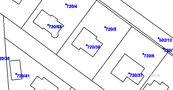 Parcela st. 720/38 v KÚ Semice nad Labem, Katastrální mapa