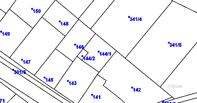 Parcela st. 144/1 v KÚ Semice nad Labem, Katastrální mapa