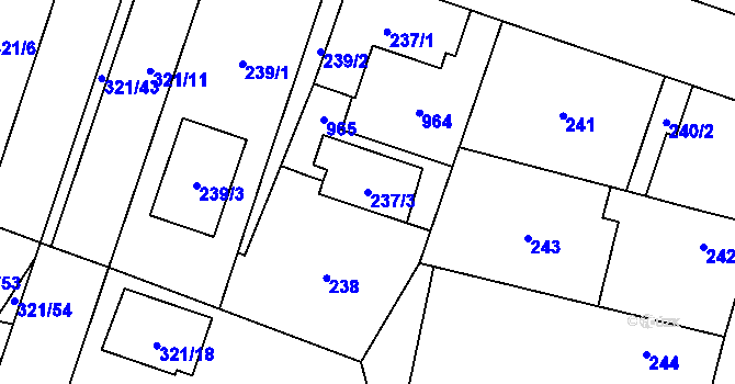 Parcela st. 237/3 v KÚ Semice nad Labem, Katastrální mapa