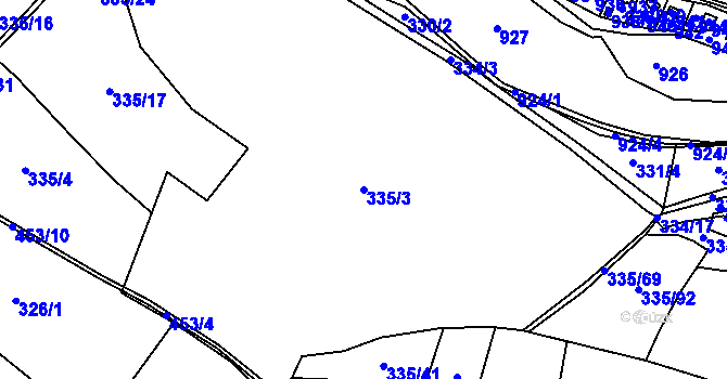 Parcela st. 335/3 v KÚ Semice nad Labem, Katastrální mapa