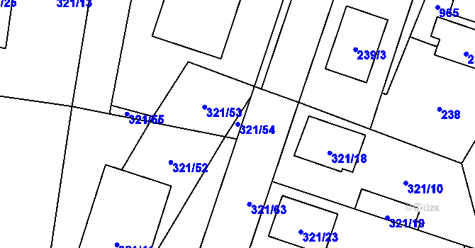 Parcela st. 321/54 v KÚ Semice nad Labem, Katastrální mapa