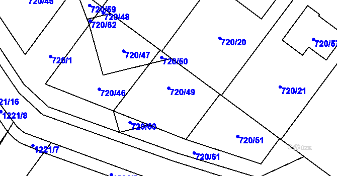 Parcela st. 720/49 v KÚ Semice nad Labem, Katastrální mapa
