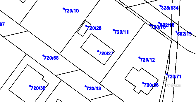 Parcela st. 720/27 v KÚ Semice nad Labem, Katastrální mapa