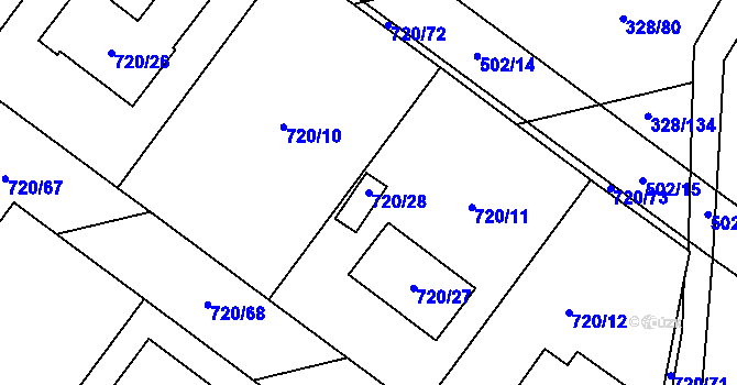 Parcela st. 720/28 v KÚ Semice nad Labem, Katastrální mapa