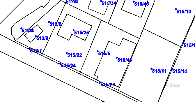 Parcela st. 515/5 v KÚ Semice nad Labem, Katastrální mapa