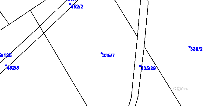 Parcela st. 335/7 v KÚ Semice nad Labem, Katastrální mapa