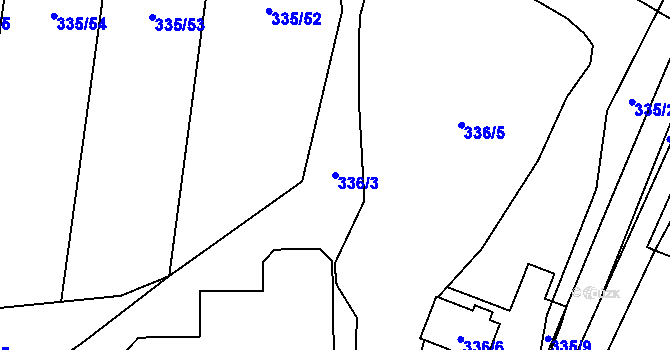 Parcela st. 336/3 v KÚ Semice nad Labem, Katastrální mapa