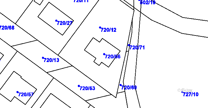 Parcela st. 720/56 v KÚ Semice nad Labem, Katastrální mapa