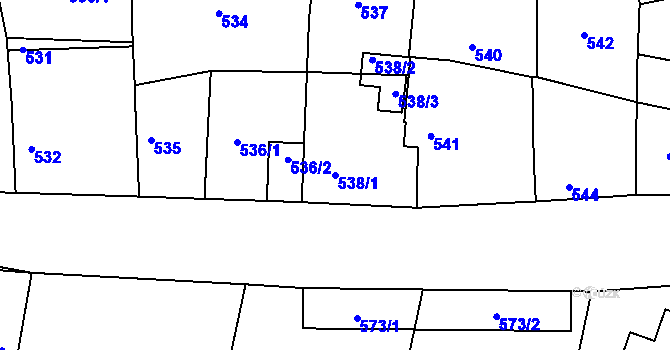 Parcela st. 538/1 v KÚ Semice nad Labem, Katastrální mapa