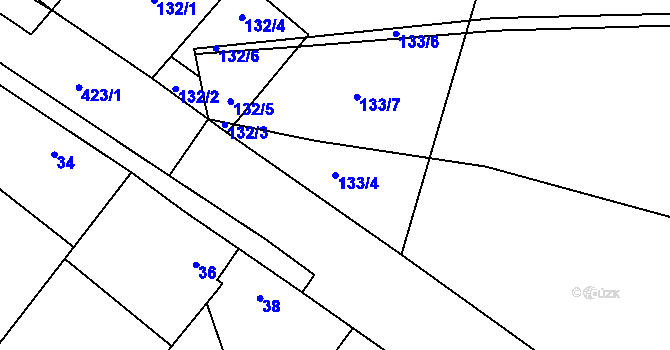 Parcela st. 133/4 v KÚ Semice nad Labem, Katastrální mapa