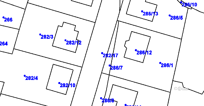 Parcela st. 282/17 v KÚ Semice nad Labem, Katastrální mapa