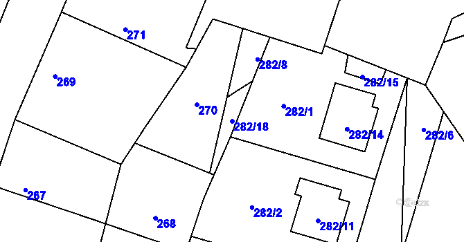 Parcela st. 282/18 v KÚ Semice nad Labem, Katastrální mapa
