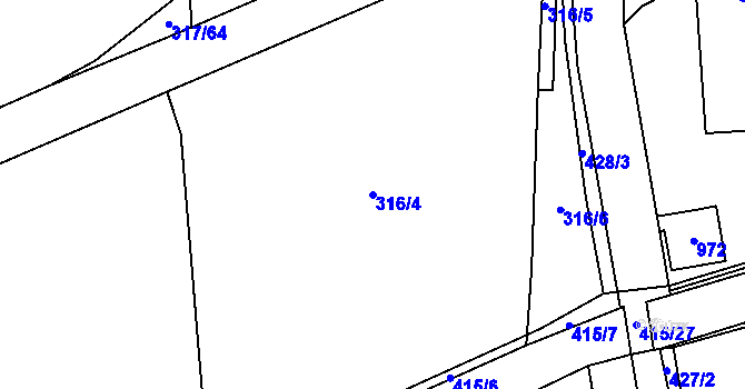 Parcela st. 316/4 v KÚ Semice nad Labem, Katastrální mapa