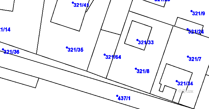Parcela st. 321/64 v KÚ Semice nad Labem, Katastrální mapa