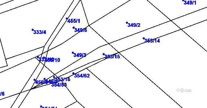 Parcela st. 353/15 v KÚ Semice nad Labem, Katastrální mapa