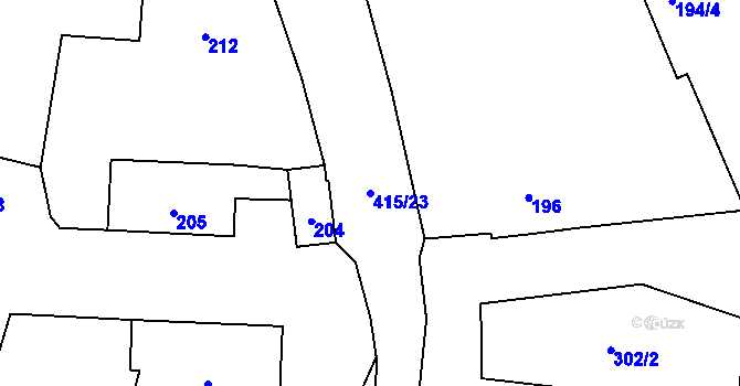 Parcela st. 415/23 v KÚ Semice nad Labem, Katastrální mapa