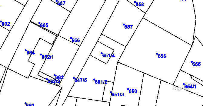 Parcela st. 651/4 v KÚ Semice nad Labem, Katastrální mapa