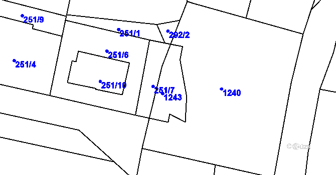 Parcela st. 251/11 v KÚ Semice nad Labem, Katastrální mapa
