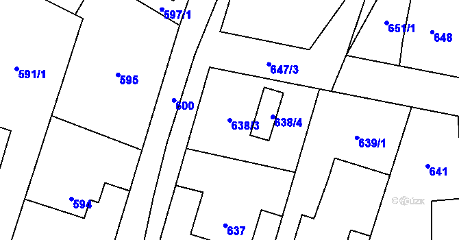 Parcela st. 638/3 v KÚ Semice nad Labem, Katastrální mapa