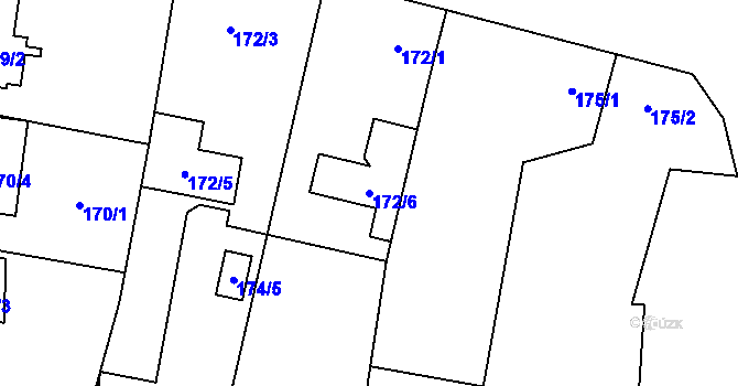 Parcela st. 172/6 v KÚ Semice nad Labem, Katastrální mapa