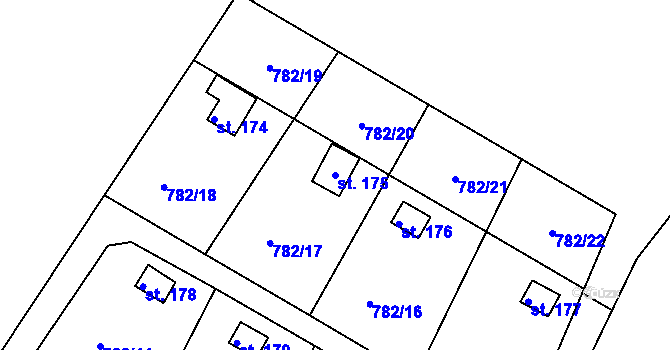 Parcela st. 175 v KÚ Nový Dvůr u Písku, Katastrální mapa