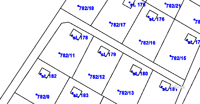 Parcela st. 179 v KÚ Nový Dvůr u Písku, Katastrální mapa