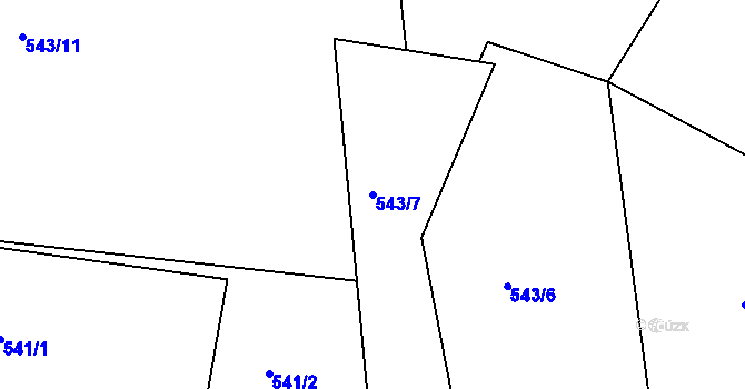 Parcela st. 543/7 v KÚ Nový Dvůr u Písku, Katastrální mapa