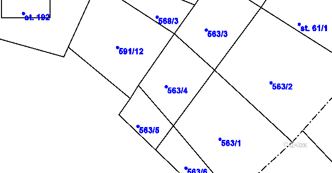 Parcela st. 563/4 v KÚ Nový Dvůr u Písku, Katastrální mapa