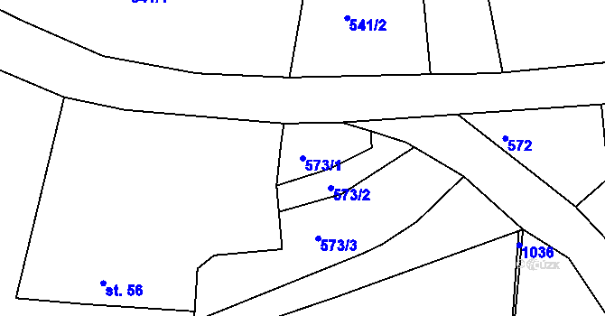 Parcela st. 573/1 v KÚ Nový Dvůr u Písku, Katastrální mapa