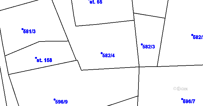 Parcela st. 582/4 v KÚ Nový Dvůr u Písku, Katastrální mapa