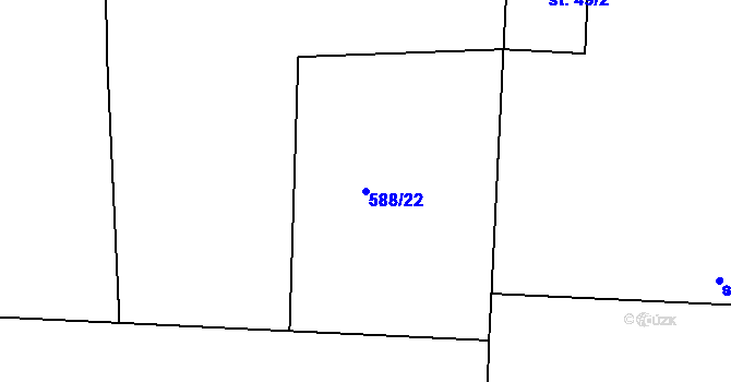 Parcela st. 588/22 v KÚ Nový Dvůr u Písku, Katastrální mapa