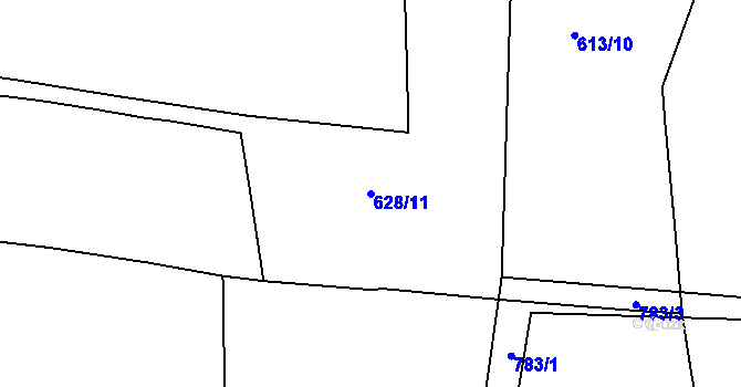 Parcela st. 628/11 v KÚ Nový Dvůr u Písku, Katastrální mapa